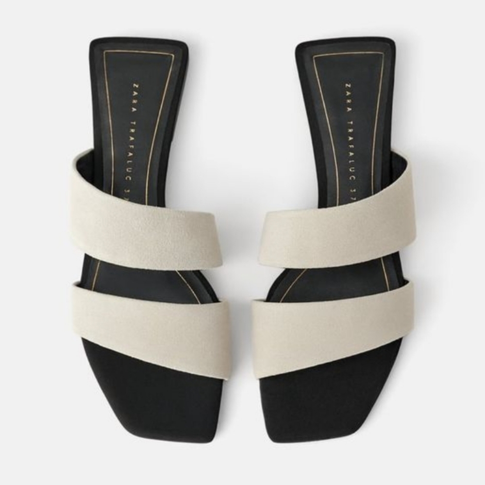 Zara Join Life split suede flat sandals